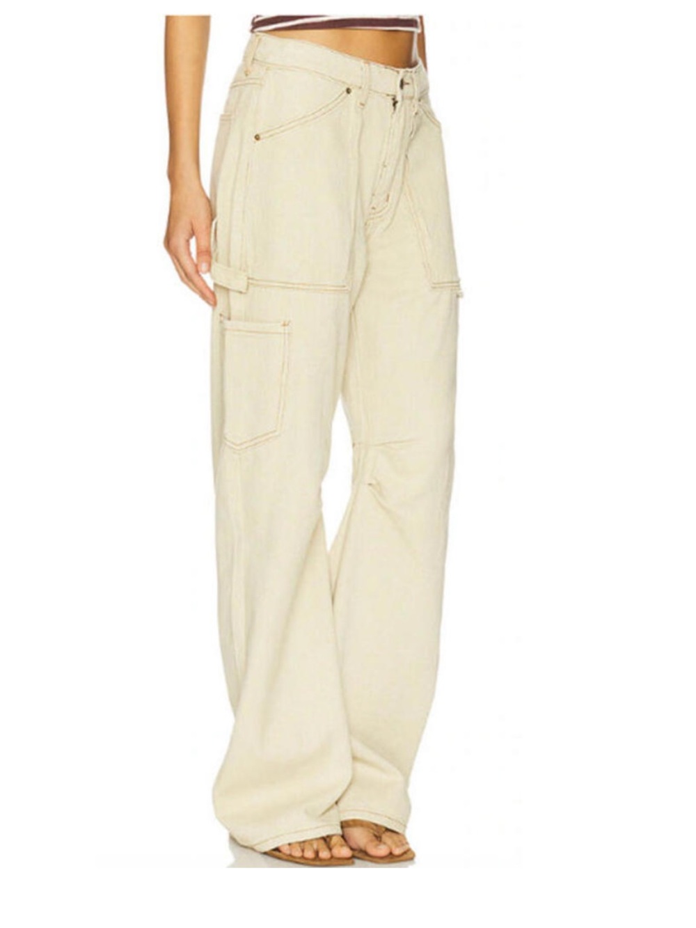Lioness Cream Wide-Leg Cargo Pants